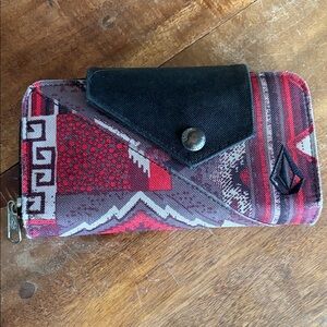Volcom Aztec Pattern Wallet with Black Snap Flap